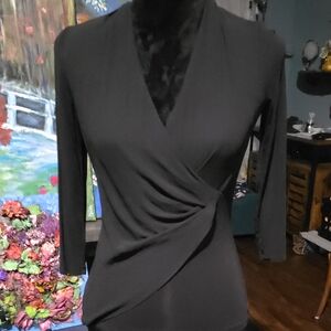 bebe Charcoal Wrap Blouse